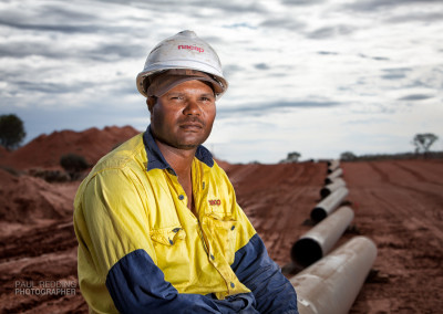 Gas pipeline stringer by Gas Pipeline Construction site Photographer Paul Redding Hobart Tasmania Australia