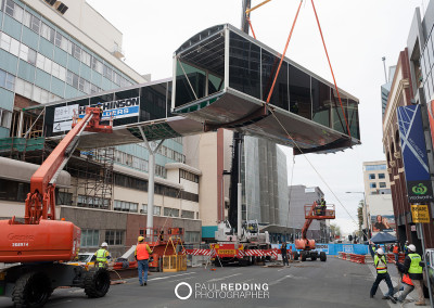 Airwalk bridge, Argyle Street Hobart. Hutchinson Builders. Construction site photography by industrial photographer, Paul Redding Hobart Tasmania Australia