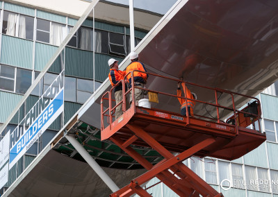 Airwalk bridge, Argyle Street Hobart. Hutchinson Builders. Construction site photography by industrial photographer, Paul Redding Hobart Tasmania Australia