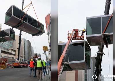 Airwalk bridge, Argyle Street Hobart. Hutchinson Builders. Construction site photography by industrial photographer, Paul Redding Hobart Tasmania Australia