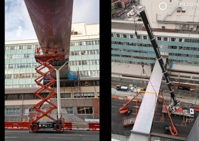 Airwalk bridge, Argyle Street Hobart. Hutchinson Builders. Construction site photography by industrial photographer, Paul Redding Hobart Tasmania Australia